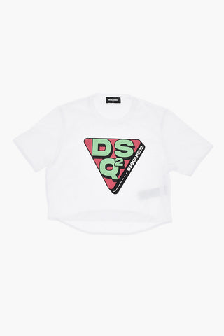 Solid-Color Crewneck T-Shirt with Printed Logo