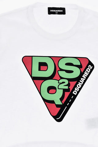 Solid-Color Crewneck T-Shirt with Printed Logo