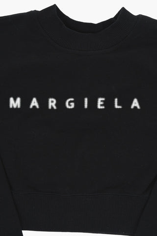 MM6 Einfarbiges Rundhalssweatshirt mit aufgedrucktem Logo