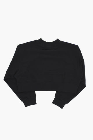 MM6 Einfarbiges Rundhalssweatshirt mit aufgedrucktem Logo
