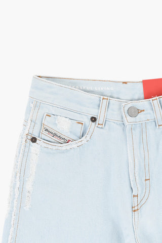 Jeans 2000-J Effetto Vintage con Bottone Logato