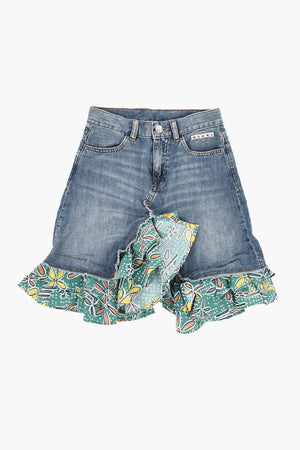 Denimrock Mit Bedrucktem Popeline-Detail