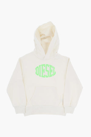 Felpa Hoodie in Cotone con Logo in Rilievo