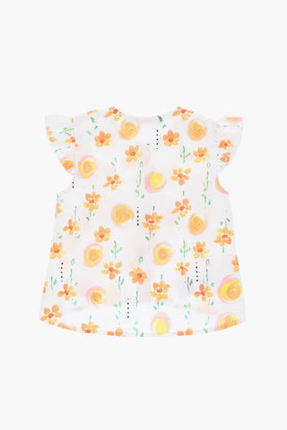Short-Sleeve Floral Print Blouse