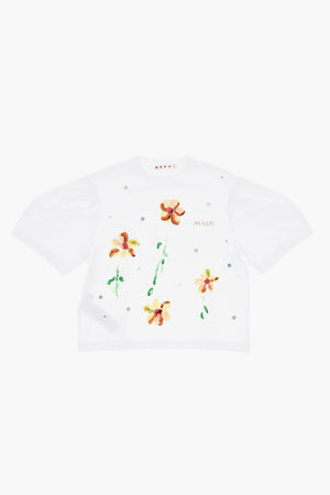 Floral Print Crewneck T-Shirt with Sequin Details