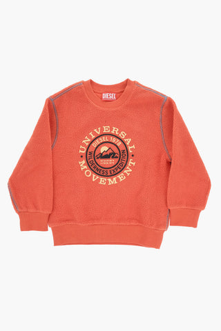 Fleece Crewneck Sweatshirt with Embossed Print