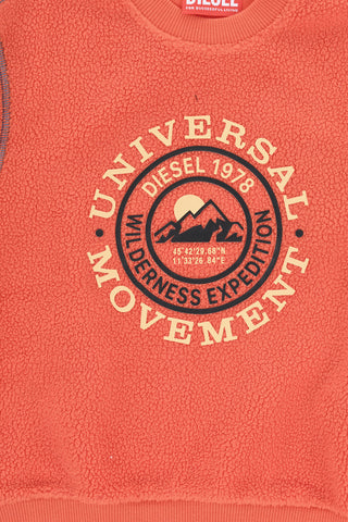 Fleece Crewneck Sweatshirt with Embossed Print