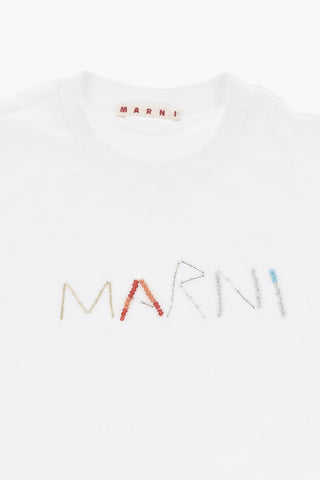 Short-Sleeve Sweatshirt Dress With Beaded Logo