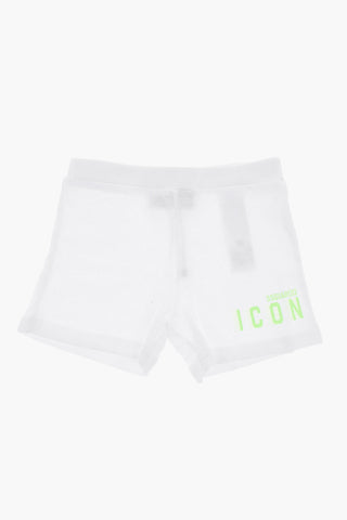 ICON Set T-Shirt e Shorts in Tinta Unita con Logo Fluo