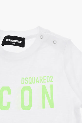 ICON Set T-Shirt e Shorts in Tinta Unita con Logo Fluo