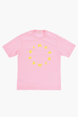 T-Shirt Girocollo in Tinta Unita con Logo in Rilievo