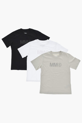 MM6 3er-Set Rundhals-T-Shirts aus Baumwolle mit Monogramm