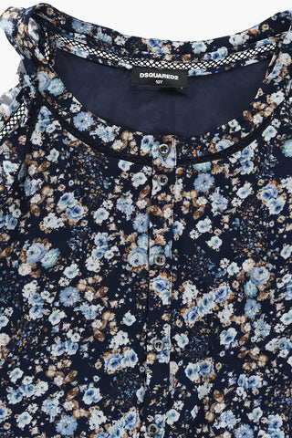 Tüllkleid mit Blumenmuster und Frontknopfleiste