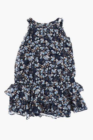 Tüllkleid mit Blumenmuster und Frontknopfleiste