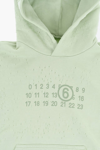 MM6 Brushed Cotton Vintage-Effect Hoodie