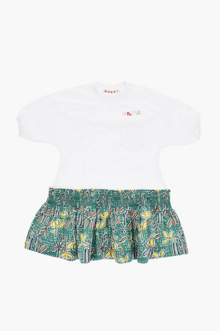 Short-Sleeve Tee Dress with Printed Skirt
