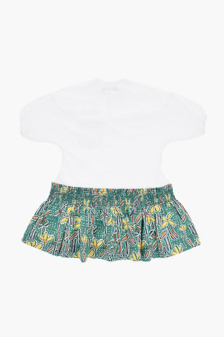 Short-Sleeve Tee Dress with Printed Skirt