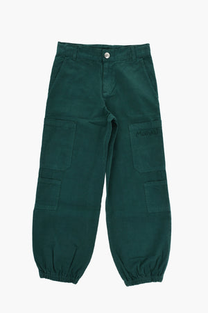 자수 로고가 있는 가벼운 면 카고 팬츠