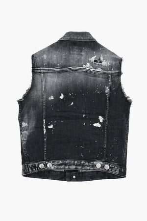 Ärmellose Denimjacke mit Strass