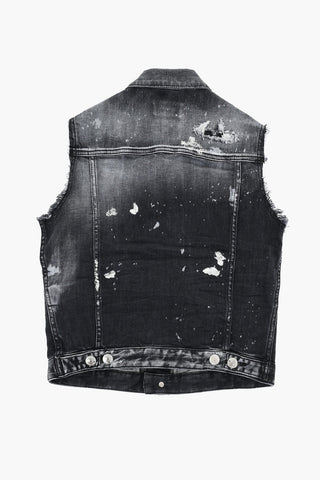 Giubbotto in Denim Senza Maniche con Strass