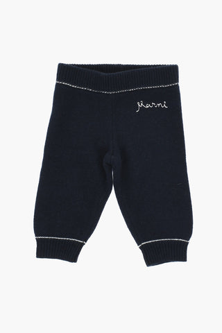 Wool and Cashmere Trousers with Embroidered Logo
