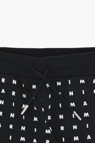 Brushed Cotton Joggers With All-Over Logo