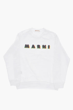 Brushed Cotton Crewneck Sweatshirt with Printed Logo