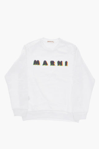 Brushed Cotton Crewneck Sweatshirt with Printed Logo