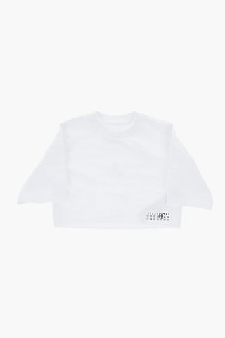 MM6 Cropped-Fit Short-Sleeve Vintage-Effect Crewneck Sweatshirt