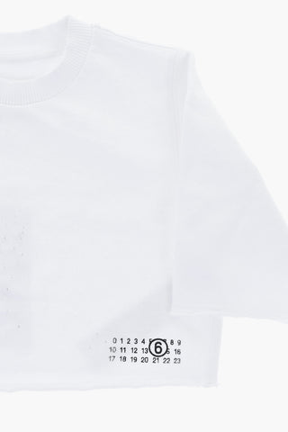 MM6 Cropped-Fit Short-Sleeve Vintage-Effect Crewneck Sweatshirt