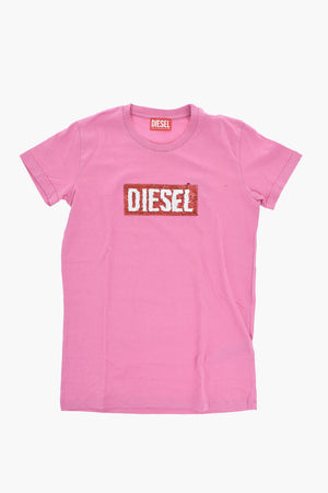 T-shirt Girocollo TJEKI in Cotone con Logo in Paillettes