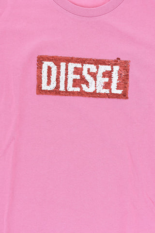 Cotton Crewneck T-Shirt TJEKI with Sequined Logo