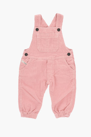 Velours-Jumpsuit mit Rippstruktur und Logo-Knöpfen