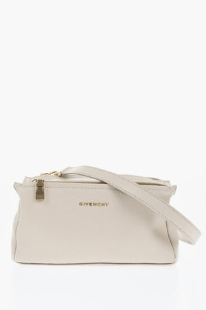 Hammered Leather Shoulder Bag PANDORA with Gold-Effect Logo