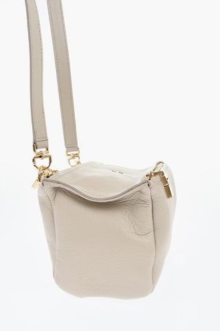 Hammered Leather Shoulder Bag PANDORA with Gold-Effect Logo