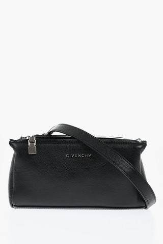 Hammered Leather Shoulder Bag PANDORA with Silver-Effect Logo