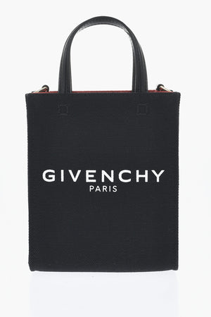 Mini Tote Bag aus Baumwolle mit Lederbesatz