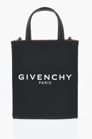 Mini Tote Bag aus Baumwolle mit Lederbesatz