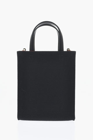 Mini Tote Bag aus Baumwolle mit Lederbesatz