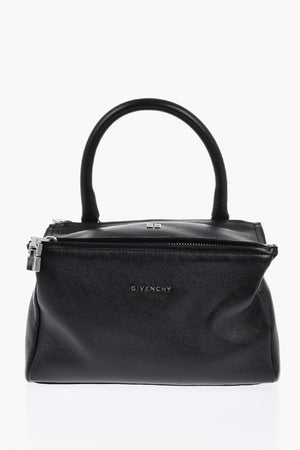 Tasche PANDORA aus gehämmertem Leder mit Logo in Silberoptik