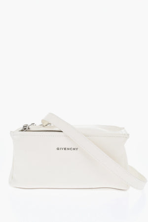Hammered Leather Shoulder Bag PANDORA with Silver-Effect Logo