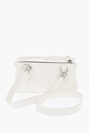 Hammered Leather Shoulder Bag PANDORA with Silver-Effect Logo