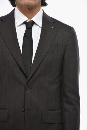 CC COLLECTION Abito a 2 Bottoni Chalk Stripe in Lana Vergine ad Orlo Smerlato