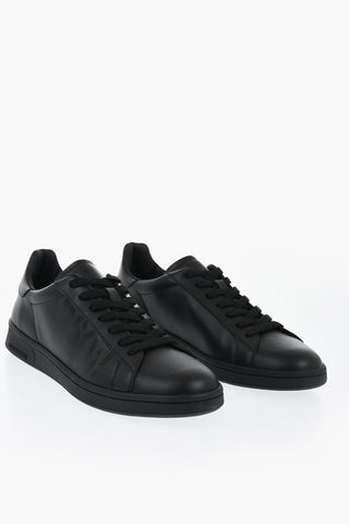 Low-Top Solid-Color Leather Sneakers BOXER with Tonal Monogram