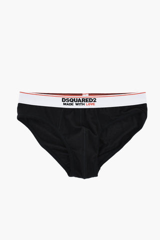 Stretch Cotton Briefs with Logo Elastic Waistband