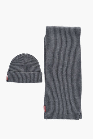 Ribbed Wool Scarf And Beanie Set