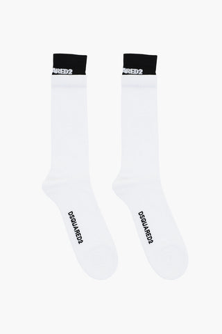 Long Ribbed Socks with Contrasting Detail