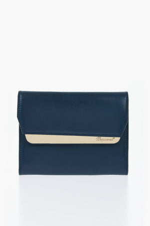 Leather Wallet with Gold Metal Detail