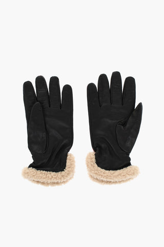 Leather and Fabric Checked Gloves