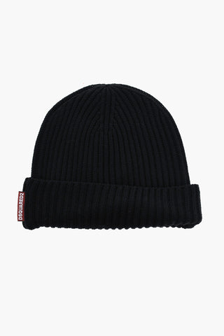 Schal- und Beanie-Set aus gerippter Wolle